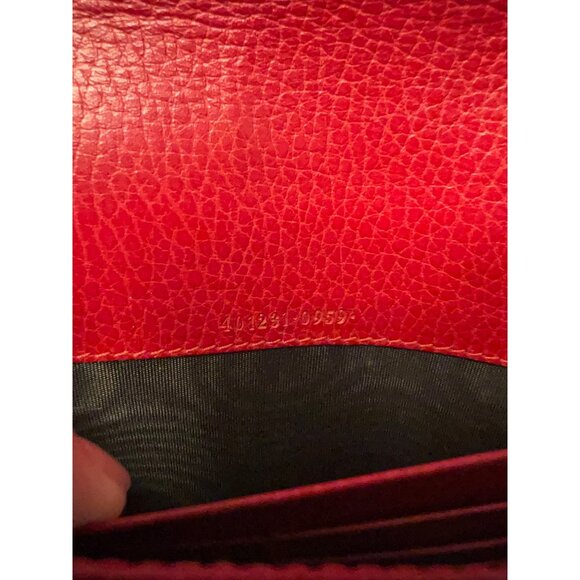 Gucci Dionysus Red Leather Crossbody Wallet With Chain Strap & Snake Buckle Deta - Picture 13 of 13